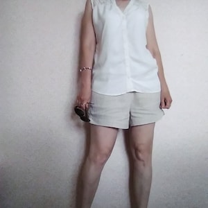 Summer suit for women Set of 2: Blouse and shorts Personalized gift for women Suit of linen and viscose Gift for Mom Gift for girl Size&quot;M&quot;.