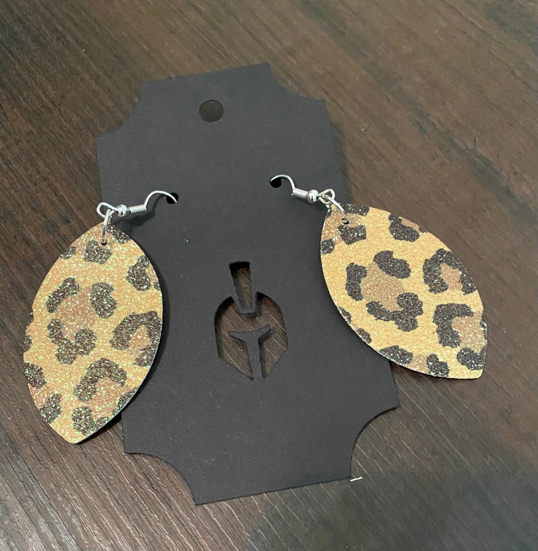 Leopard Print Sublimated Faux Leather Earrings Etsy