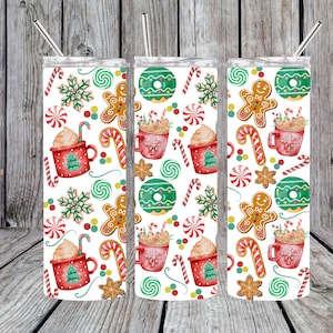 20 Unzen Skinny Straight Tumbler Design Download PNG Instant DIGITAL NUR, Lebkuchen, Weihnachten, Kakao, Tumbler Wrap Sublimation