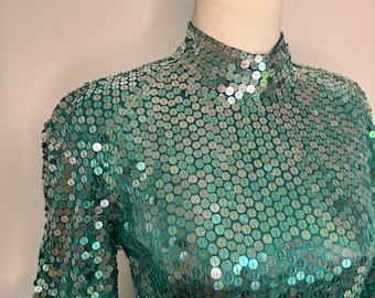 Mermaid aqua vintage sequinned dress