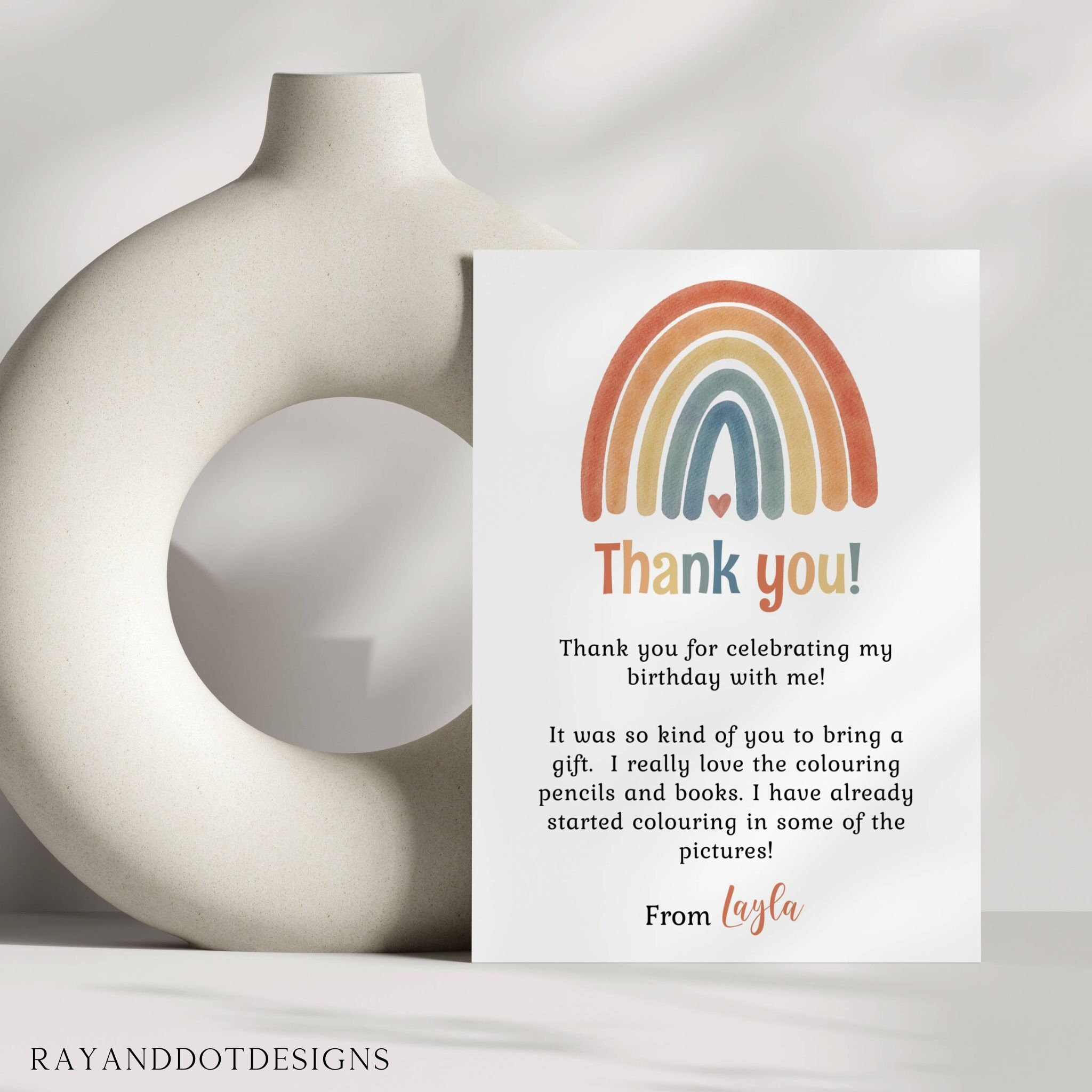 Thank You Cards With Envelopes Personalised Rainbow Thank You Cards For Kids – Photo Birthday Baby Thank You Notes (Pack Of 10) Thank You Cards Pack - Foto 8