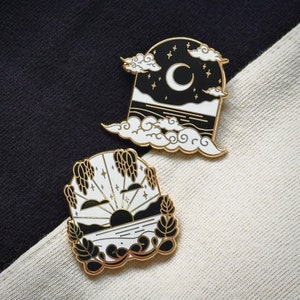 Celestial Enamel Pin - Gold Sun Moon Stars Badge Pins - Lapel Pins - Matching Astrology Gifts for Best Friends