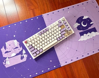 Purple Themed Dawn & Dusk Deskmat - Aesthetic Large Celestial Deskmat for Desk Decor Home/Office | Birthday Gift for Gamer Friend, Family