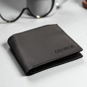Personalized Leather Mens Wallet, Gift For Anniversary, Graduation, Dad, Boyfriend, Him, Husband, Father, Handwriting Engraved Custom Wallet