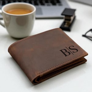 Personalized Leather Mens Wallet, Gift For Anniversary, Graduation, Dad, Boyfriend, Him, Husband, Father, Handwriting Engraved Custom Wallet