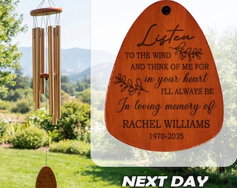 Memorial Wind Chimes, Personalized Listen to the Wind Sympathy Wind Chime, In Memory of Wind Chime, Remembrance Gift, Bereavement Gifts