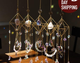 75mm Hanging Crystal Suncatcher Faceted Prism Glass Chandelier Crystals Flower Life Lightcatcher Rainbow Maker Garden Pendant