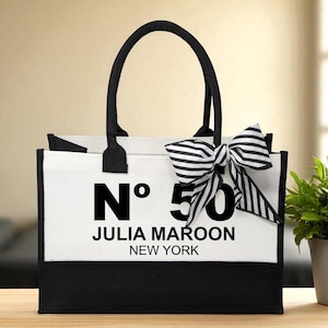 Birthday Celebration Personalized Gift Canvas Tote Bag With Name And State 40th 50th Birthday Gift Tote Bag For Her Custom Birthday Gift