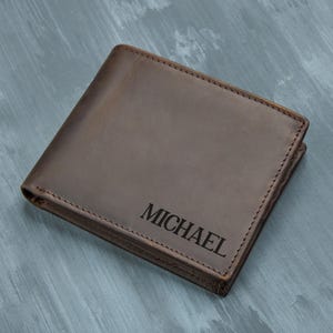 Cartera personalizada, cartera grabada, cartera para hombre, cartera para padrinos de boda, cartera de cuero, cartera personalizada, regalo para novio, regalos para el Día del Padre