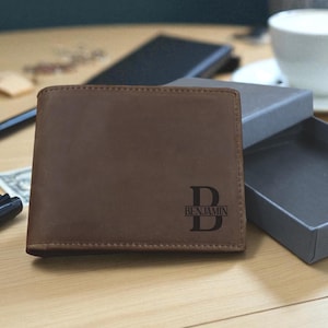 Personalized Leather Mens Wallet, Gift For Anniversary, Graduation, Dad, Boyfriend, Him, Husband, Father, Handwriting Engraved Custom Wallet