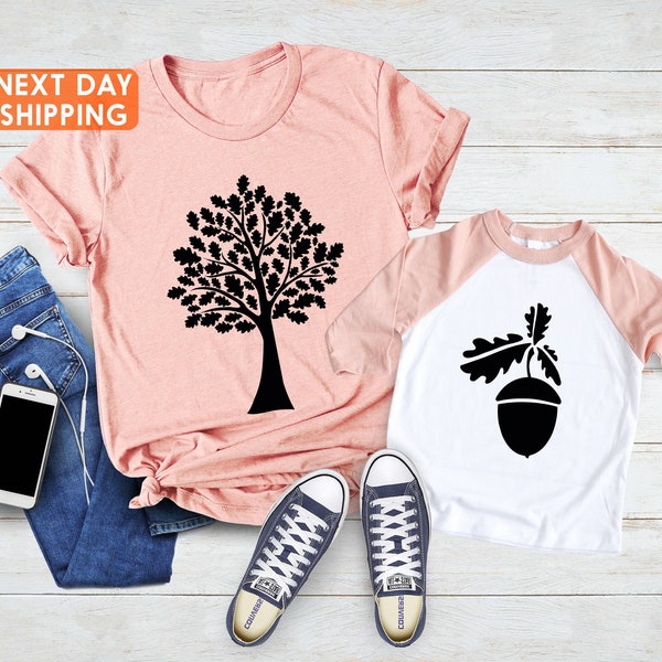 Tree and Acorn shirt, Mama and Me Matching Shirts, Mom And Me Shirt, Dad And Baby Shirt, Father Son Matching, Mom To Be, Dad To Be