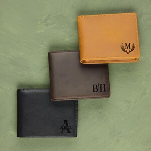 Cartera de cuero personalizada, cartera grabada para hombre, cartera personalizada para él, regalo para papá, padrinos de boda, regalo para novio, regalo para el Día del Padre