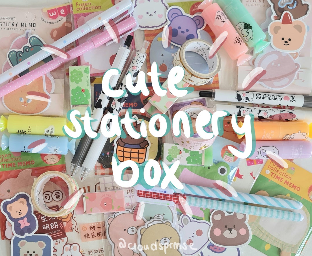 Cute aethetic korean japanese stationery box with animals for Etsy.de