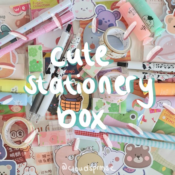 cute aethetic korean japanese stationery box with animals for writing, scrapbooking and journaling for school university home perfect gift