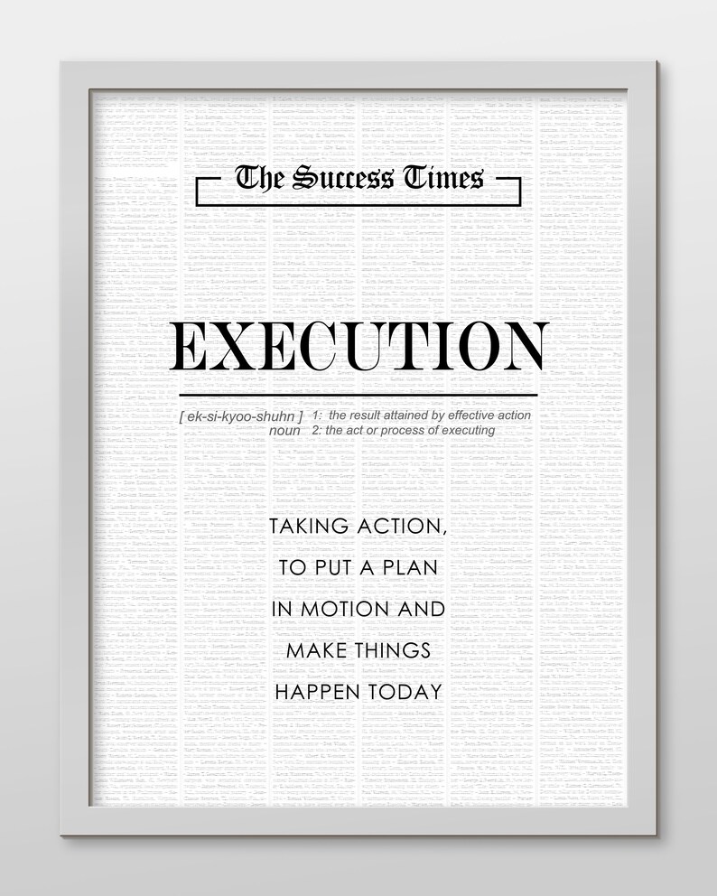 Execution Entrepreneurship Quote and Definition Positive Etsy