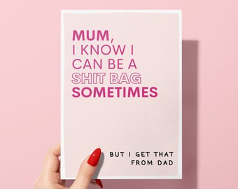 Birthday Card for Mum|Funny Birthday Card|Card from daughter son|Pregnancy|Cute Birthday Gift|Mother's Day Card|Gift for stepmum|Card for