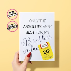 Cartões de aniversário de cunhado, cartão de piada com desconto, presente de aniversário engraçado para ele, cartão peculiar, cartão humorístico, cartões de humor familiar