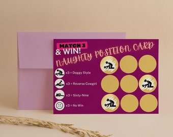 Exciting Naughty Position Scratch Card for Husband | Unique Adult Gift Card|Romantic Valentines or Birthday Surprise|Seductive Gift for Wife