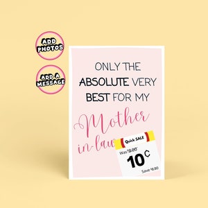 Cartões de aniversário para sogra, cartão de piada com desconto, presente de aniversário engraçado para ela, cartão peculiar, cartão humorístico, cartões de humor familiar