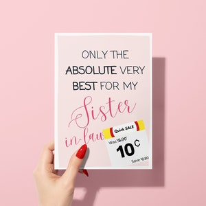 Cartões de aniversário de cunhada, cartão de piada com desconto, presente de aniversário engraçado para ela, cartão de felicitações peculiar, cartão humorístico, cartões de humor familiar