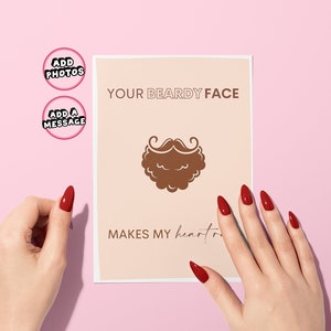 Valentinstagskarte für Freund oder Ehemann | Geburtstagsgeschenk | Bart-Gesicht-Liebes-Karte | Jahrestag | Vatertag | Lustige Geburtstag|Geschenkidee