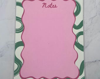 Notizblock im Retro-Stil, rosa und grün