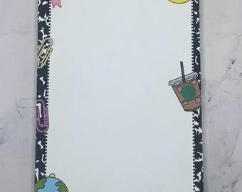 Niedlicher, farbenfroher Notizblock im College-Stil für Lehrer