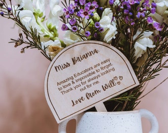Personalised Wooden Plant Stake Thank You Gift
