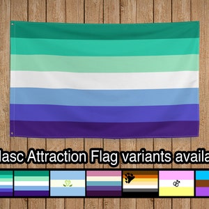 Masc Attraction Pride Flags: Gay, MLM, Bear, Twink, Achillean, Veldian/Turian, Andro, One-Sided Print 34x56 inches