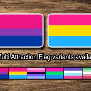 Multi Attraction Pride Flags: Bisexual, Pansexual, Omnisexual, Polysexual, Multisexual, Abro, LGBTQ, Rectangle-Shaped Kiss-Cut Stickers