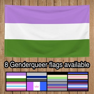 Genderqueer Pride: Greygender, Cassgender, Tomboy, Femboy, Drag, Androgynous, Gender Non-Conforming, Indoor Flag One-Sided Print 34x56 Inch