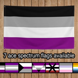 Ace Spectrum Pride Flags: Asexual, Grey-Ace, Demisexual, Ageo, Apothi, Cupio, Aroace One-Sided Print 34x56 inches