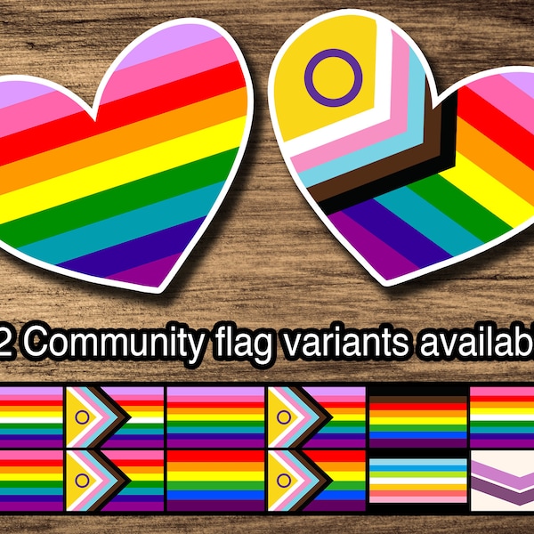 Rainbow Pride: 2017 9-Bar Gilbert Baker, Intersex Inclusive, Philadelphia, Queer, Modern Rainbow Flag, Heart-Shaped Kiss-Cut Stickers