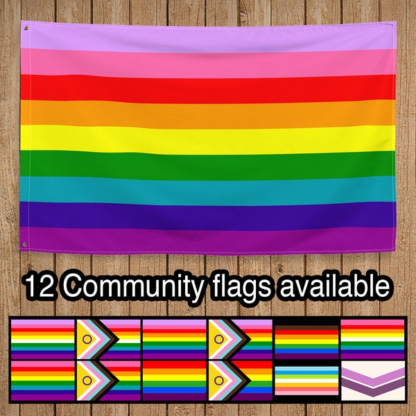 Rainbow Pride: 2017 9-Bar Gilbert Baker, Intersex Inclusive, Philadelphia, Queer, Modern Rainbow Indoor Flag One-Sided Print 34x56 Inches