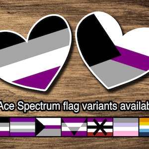 Ace Spectrum Pride: Asexual, Grey-Ace, Demisexual, Ageo, Apothi, Cupio, Aroace LGBTQIA LGBTQ LGBT Heart-Shaped Kiss-Cut Stickers