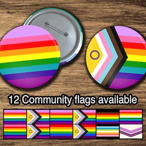 Rainbow Pride: 2017 9-Bar Gilbert Baker, Intersex Inclusive, Philadelphia, Queer, Modern Rainbow Flag Pinback Buttons