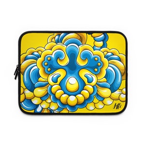 Laptop Sleeve, MacBook Sleeve, Laptop Zipper Bag, Laptop Sleeve 13 , Laptop Sleeve 15 blue yellow pattern Ukraine style zdjęcie 8