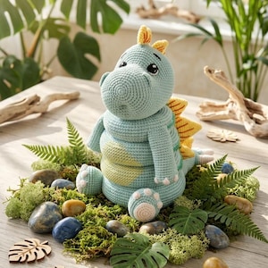 Crochet Dinosaur Stacking Toy Pattern, Dino Rings Amigurumi PDF Guide, Nursery Educational Toy Tutorial, Baby Sensory Dino Crochet Pattern
