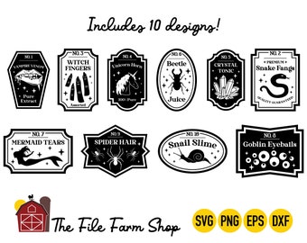 Halloween Trank Etiketten SVG Bundle, Trank Flaschen svg, Witches Brew Svg, Hexentrank svg, Halloween Apotheker Etiketten, Halloween svg