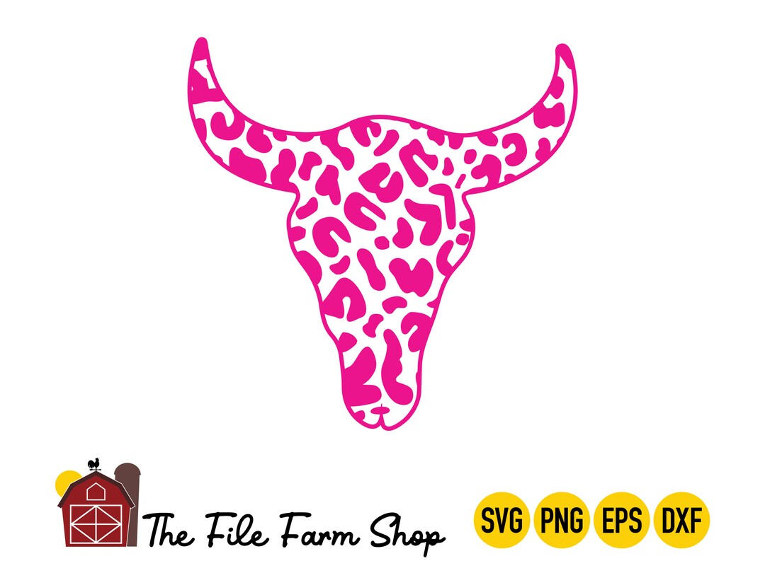 Bull Skull Svg, Bull Skull Cut File, Western Leopard Skull Svg, Rodeo