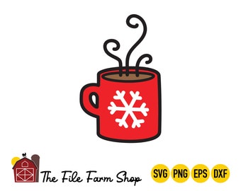 Taza de cacao caliente SVG, Chocolate caliente SVG, Cacao caliente SVG, Cacao svg, invierno svg, navidad svg, copo de nieve svg, café con leche de invierno svg, vacaciones de invierno