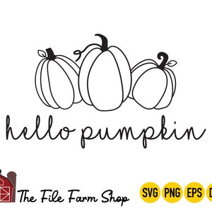 Bonjour citrouille svg, bonjour citrouille coupée fichier, Thanksgiving svg, citrouille svg, automne png, clipart, citrouille d’Halloween, automne svg