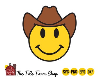 Smiley Face With Cowboy Hat Shirt - Etsy Ireland