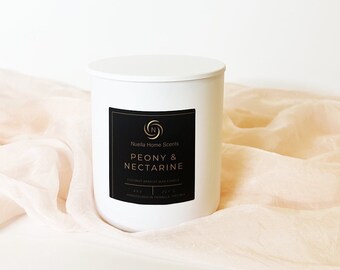 Peony and Nectarine Candle | 8 oz | Perfect Gift for all occasions | Vegan