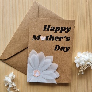 Mother's Day greeting card with vellum flower for mum - orange version