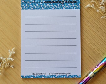 Notepad stationery for mum on Mother's Day - A6 size blue version
