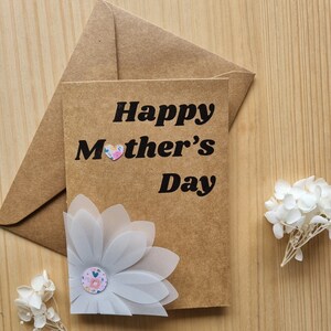 Mother's Day greeting card with vellum flower for mum - pink on pink version