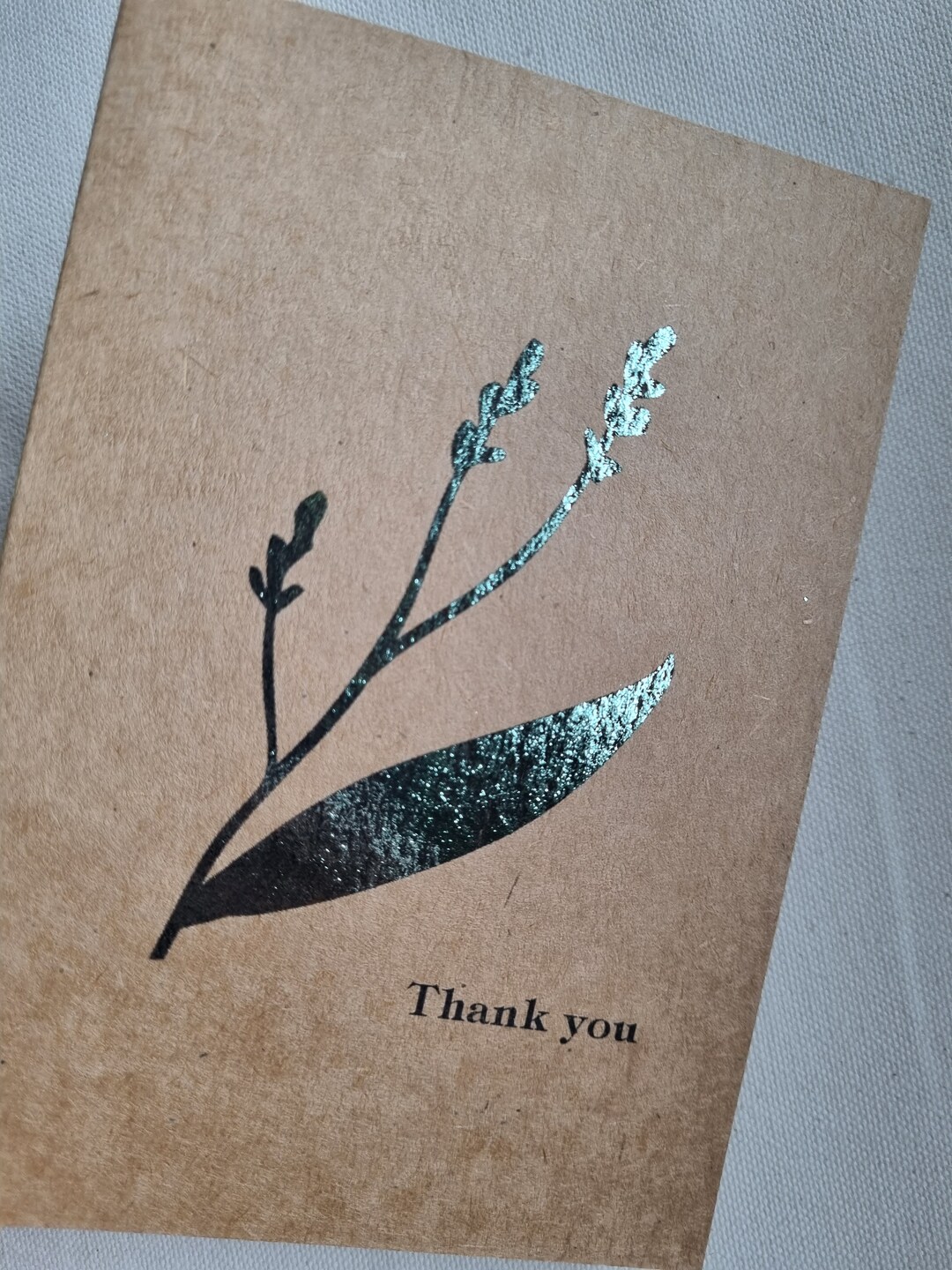 Leaf and Floral Green Foil Thank You Card - Etsy