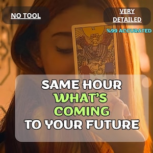 May include: A rectangular tarot card featuring the Roman numeral VI and an illustration of a central figure with wings above two people. The text reads: NO TOOL, VERY DETAILED, %99 ACCURATED, SAME HOUR WHAT'S COMING TO YOUR FUTURE.