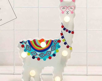 Cute Alpaca Pattern Night Light Can stand for Decor Lamp for Home Illumination 